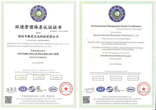 Çin Shenzhen Mannled Photoelectric Technology Co., Ltd Sertifikalar